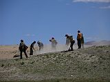 Tibet Kailash 03 Nyalam to Peiku Tso 09 Road Crew Near Lake Peiku While we were having our lunch near Peiku Tso, a Tibetan road crew came dusting down the road.